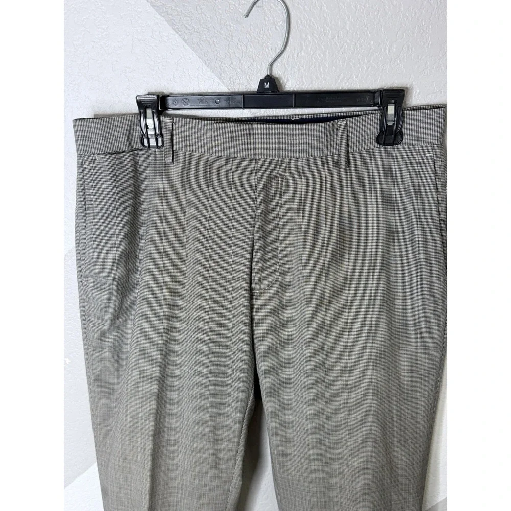 Banana Republic Mens Tailored Fit Wool Flat Dress Pants 33x30 Gray Houndstooth